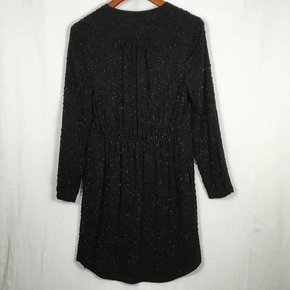 DVF Diane Von Furstenberg Shirley Beaded Dress Long Sleeve Drawstring Waist - Picture 2 of 10